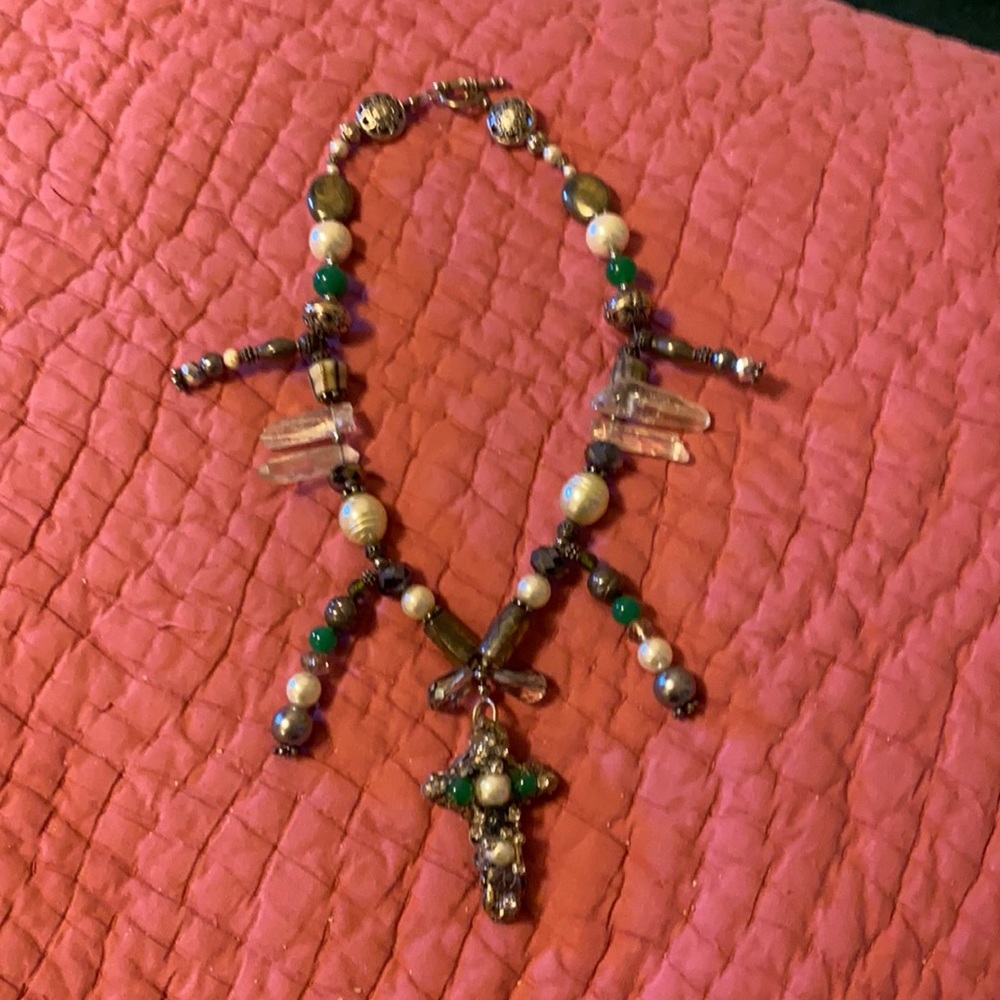 One of a kind neck art with cross